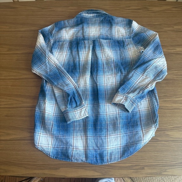 American Eagle | Boyfriend Fit Flannel Large Blue White - Picture 6 of 7